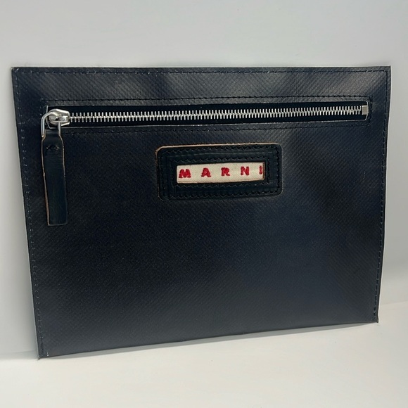 Marni Zip Flat Leatherette Zip Pouch Clutch Bag